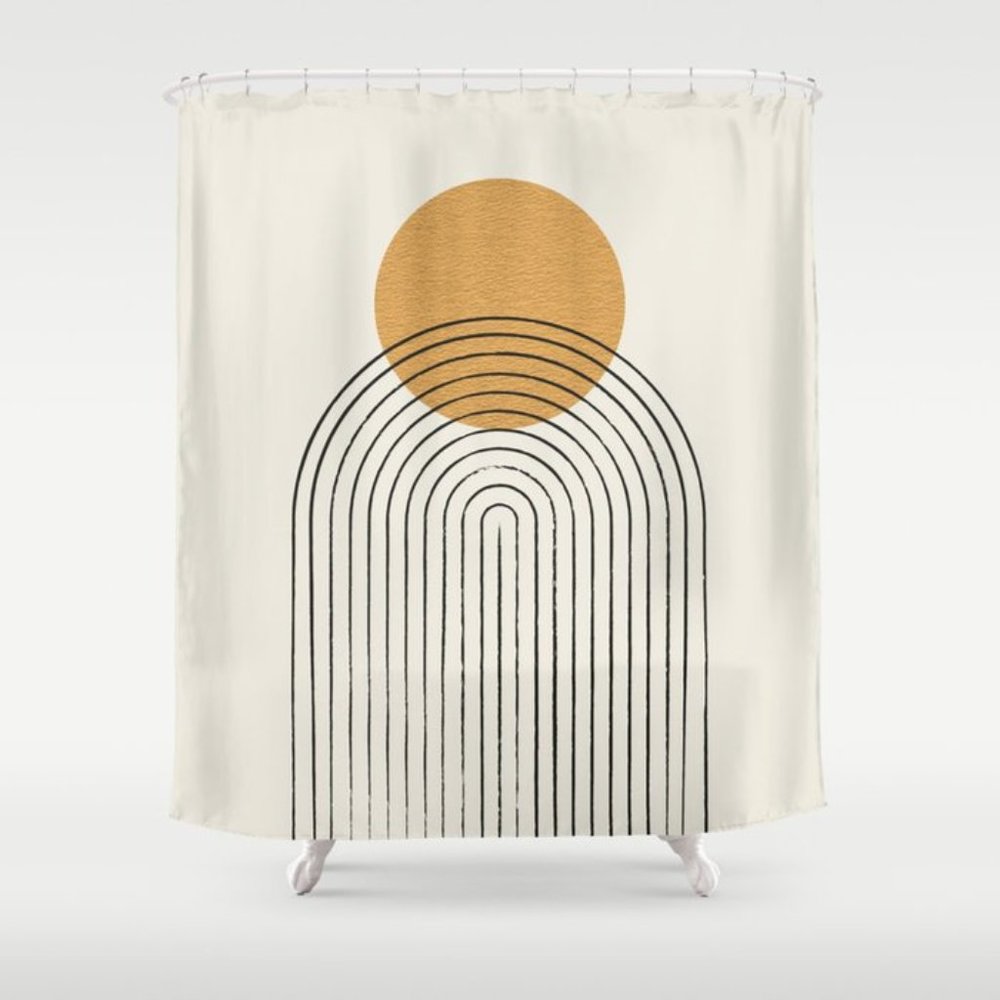 Gold Sun Rainbow Mountain Shower Curtain